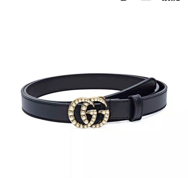 Gucci Black gemstone double G 2cm belt