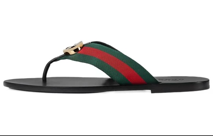 (Women) GG thong Web sandal-Black print 1