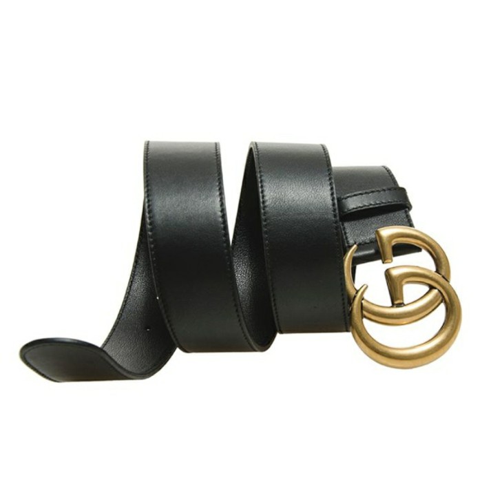 Gucci GG gold buckle belt black width 4CM