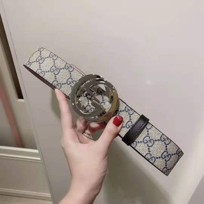 Gucci men's belt with double G buckle width 3.8cm