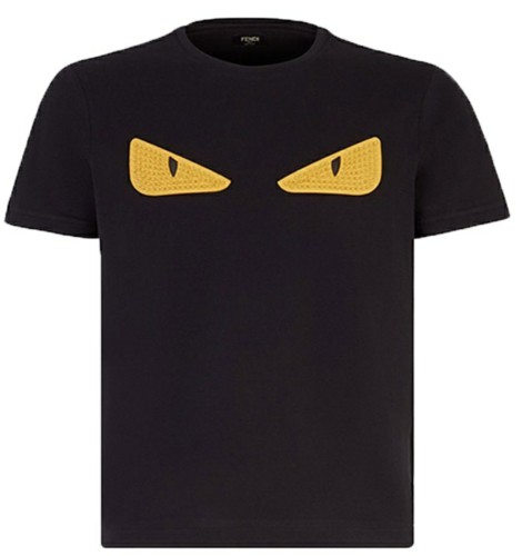 FENDI Knitted Round Neck Short Sleeve T-Shirt Men's Black