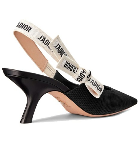 Dior J'Adior embroidered ribbon slingback high heels women's black