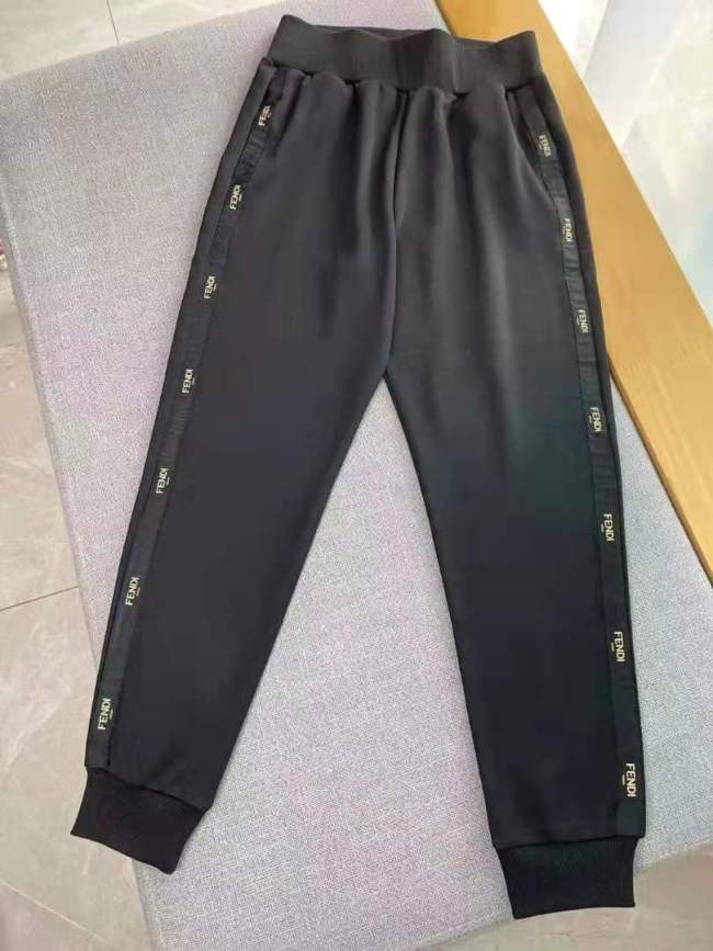 FENDI Side LOGO stitching straight-leg casual pants1-1