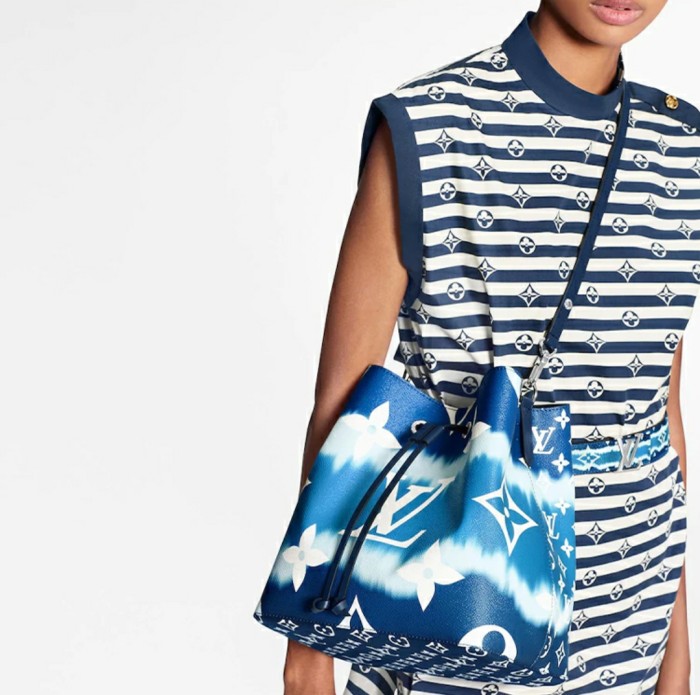 LOUIS VUITTON ESCALE NeoNoe Bucket Bag White Presbyopia Print Single Shoulder Messenger Bag Women's Medium Tie-Dye Blue