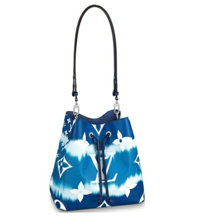 LOUIS VUITTON ESCALE NeoNoe Bucket Bag White Presbyopia Print Single Shoulder Messenger Bag Women's Medium Tie-Dye Blue