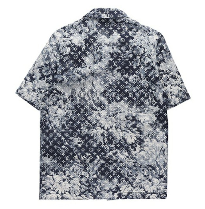 LOUIS VUITTON SS21 tie-dye tapestry pattern Hawaiian short-sleeved shirt men's denim