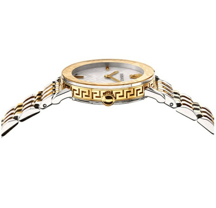 Versace GRECA GLASS series sapphire crystal Greek key pattern dial stainless steel gold strap Swiss watch female
