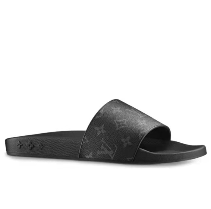 Louis Vuitton Waterfront Monogram slippers black rubber