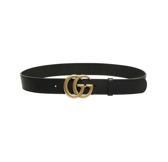 Gucci black belt with golden buckle