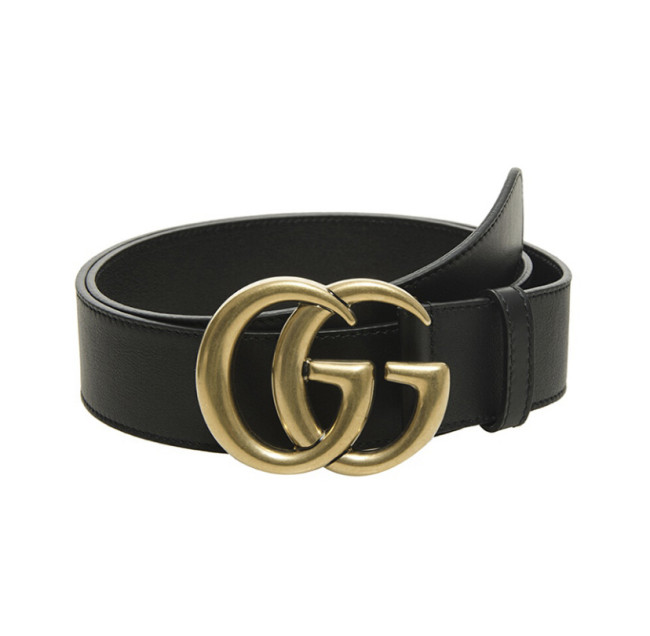 Gucci black belt with golden buckle