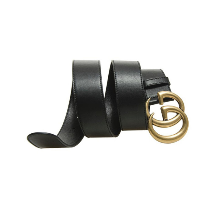 Gucci black belt with golden buckle