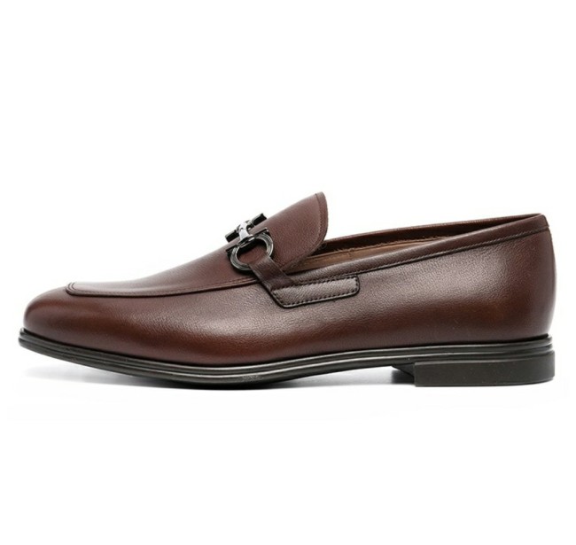 Ferragamo Gancini leather loafers brown