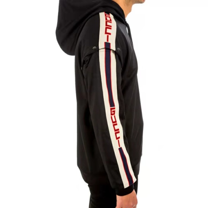 GUCCI Hooded Hoodie with Removable Sleeves Men's Black