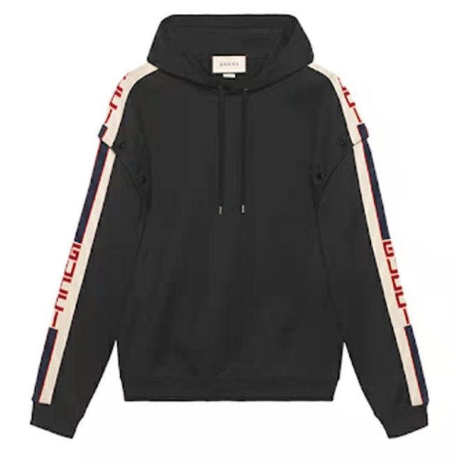 GUCCI Hooded Hoodie with Removable Sleeves Men's Black