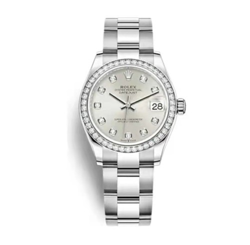 Rolex Oyster Perpetual Datejust Watch White Gold Steel 31 mm Diamonds