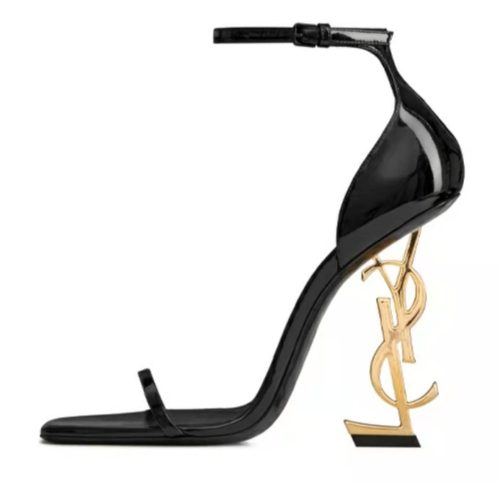 SAINT LAURENT Opyum Patent Leather High Heels Women's Black