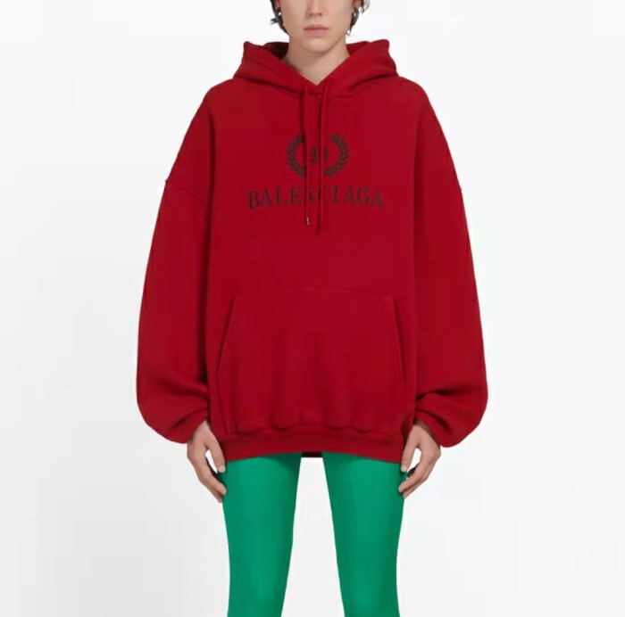 Balenciaga Wheat Ear Letters Hoodie Women's Red
