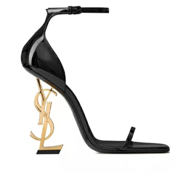SAINT LAURENT Opyum Patent Leather High Heels Women's Black