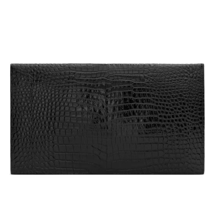 Saint Laurent YSL Uptown gold label logo crocodile pattern shiny surface