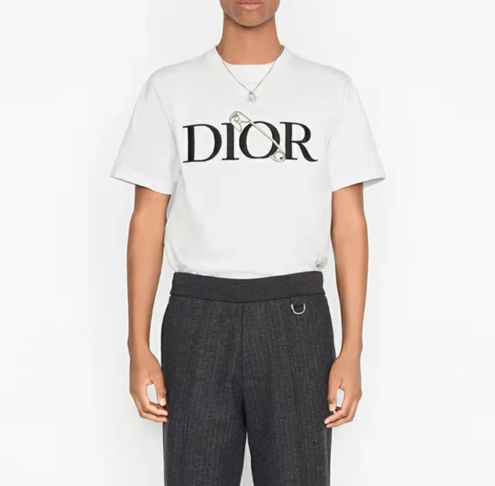 DIOR Knitted Round Neck Short Sleeve T-Shirt Men's White