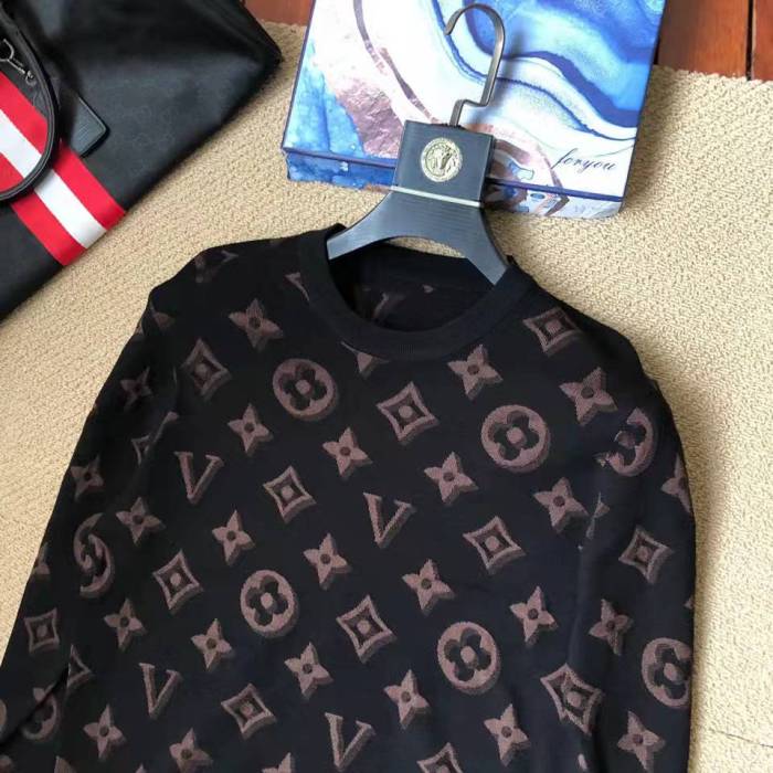 LV Presbyopia Gradient Round Neck Long Sleeve Men's Black