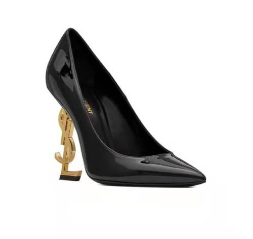 SAINT LAURENT Opyum Patent Leather High Heels Women's Black