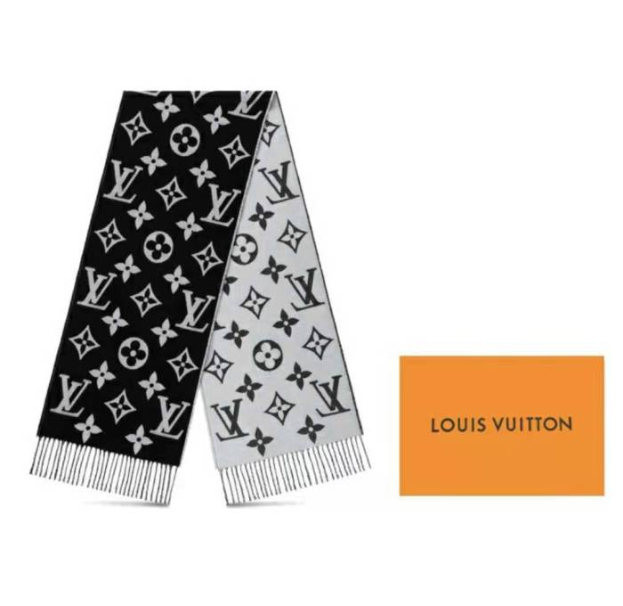 LOUIS VUITTON Fringe Scarf Black
