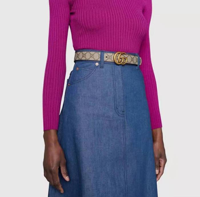 Gucci Double G Buckle Reversible Belt Black 3cm Wide