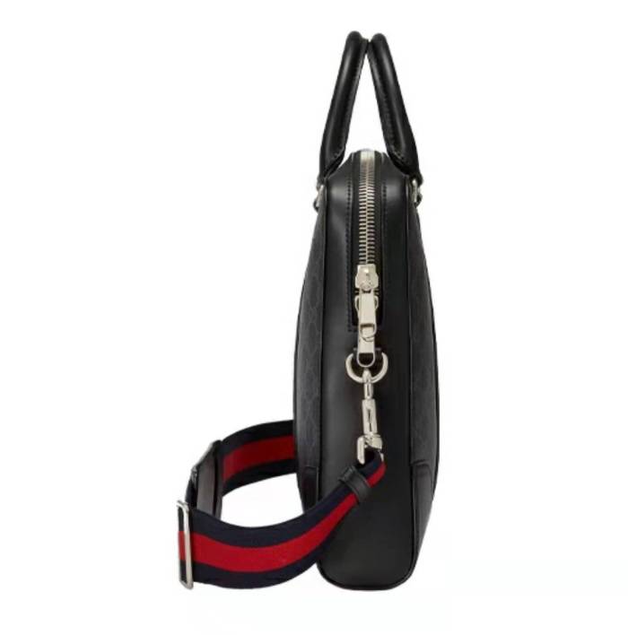 GUCCI Presbyopia Logo Striped Webbing Canvas Briefcase