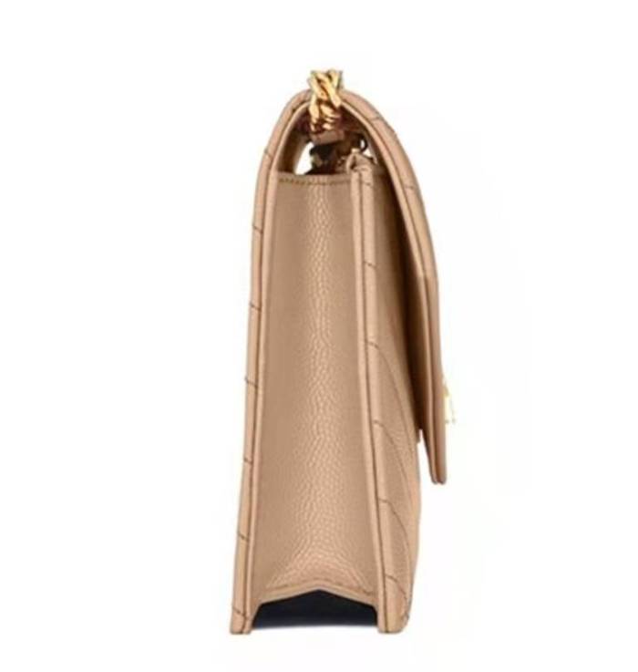 Saint Laurent Envelope Bag Gold Label Logo One Shoulder Messenger Bag Women's Dark Beige