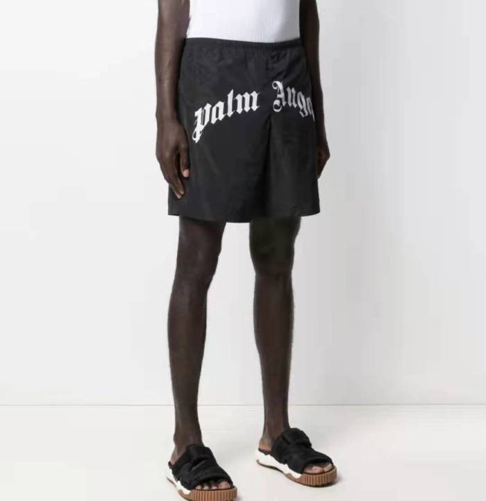 PALM ANGELS Print Pocket Loose Five Point Shorts Men's Black