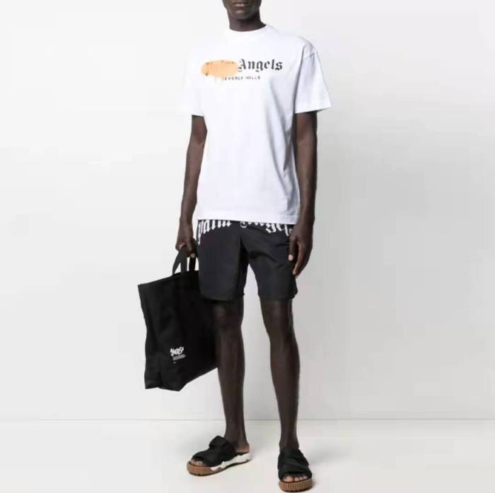 PALM ANGELS Print Pocket Loose Five Point Shorts Men's Black