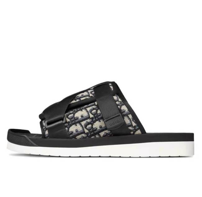 Dior Alpha Oblique Print Simple Slides Black