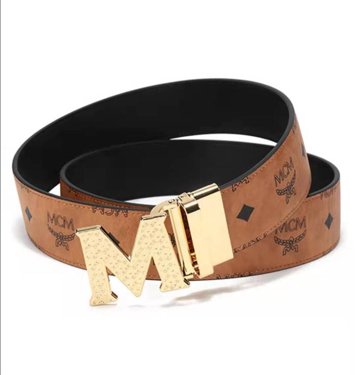 MCM w/Leather Buckle Reversible Belt