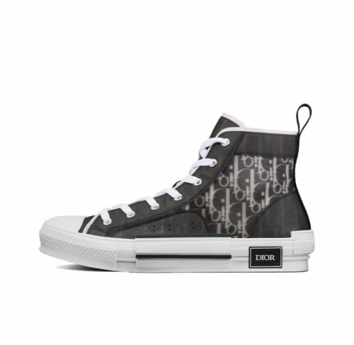 Dior B23 high-top canvas shoes black and white
