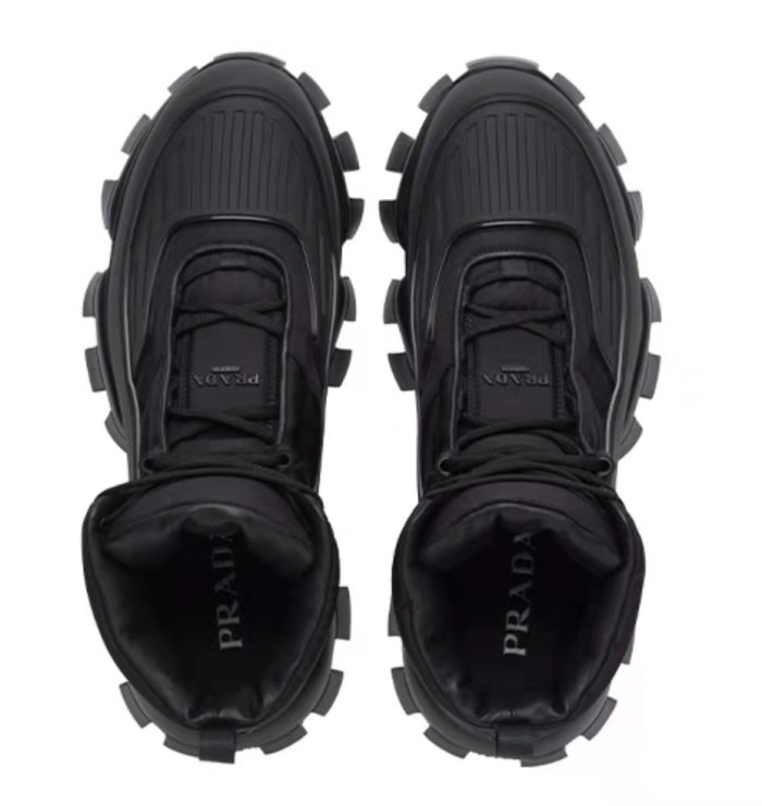 Prada Cloudbust Thunder three-dimensional stitching wear-resistant non-slip fashion running shoes black
