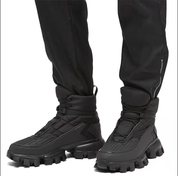 Prada Cloudbust Thunder three-dimensional stitching wear-resistant non-slip fashion running shoes black