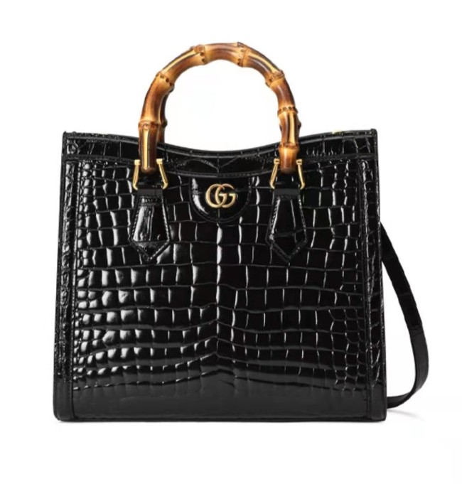 GUCCI Diana Bamboo Handle Gold Label One Shoulder Crossbody Handbag Women's