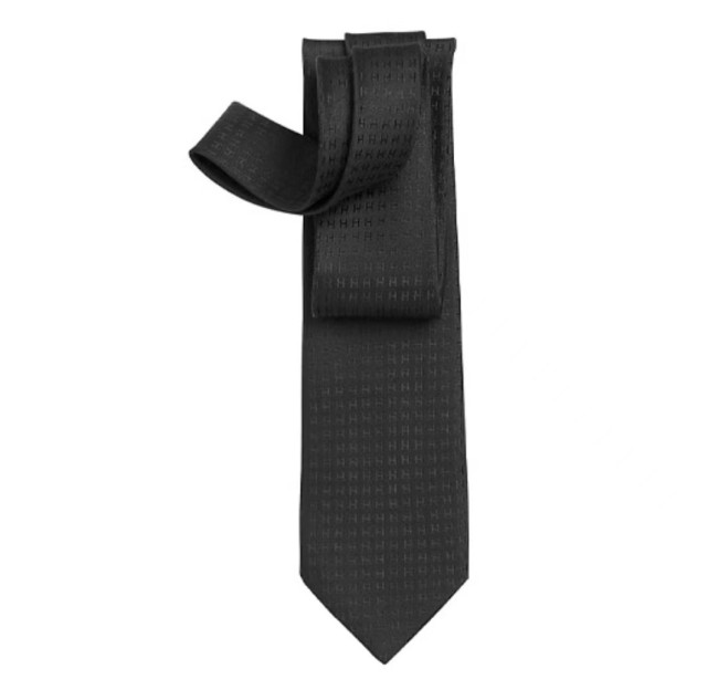 Hermes H Jacquard Tie Black