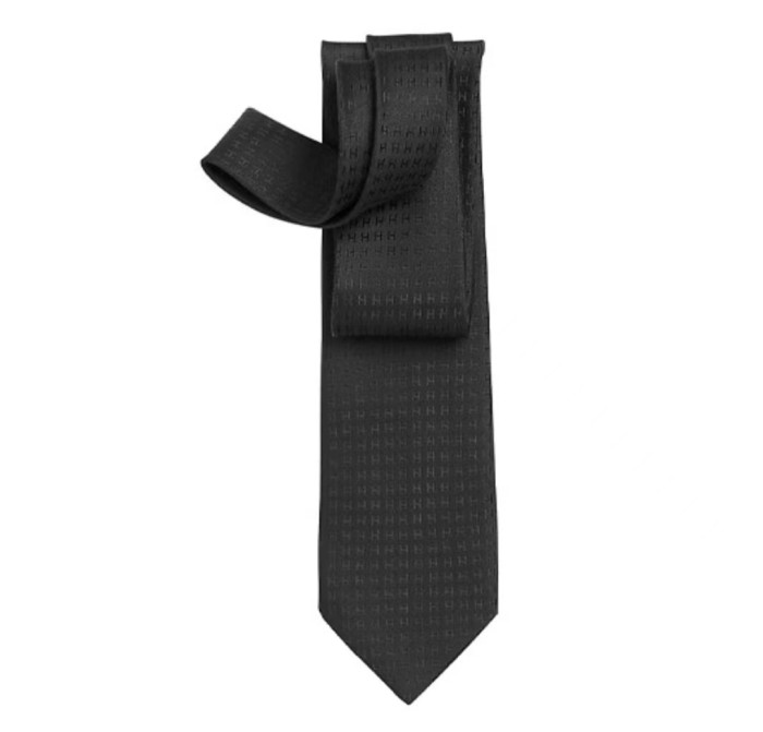 Hermes H Jacquard Tie Black