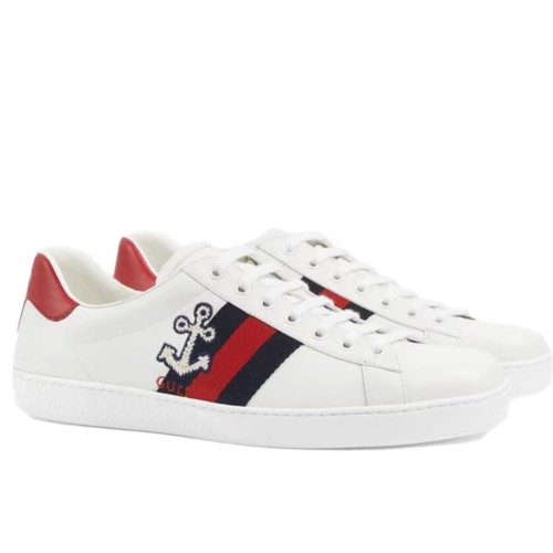 GUCCI Gucci Ace series cauliflower embroidered sneakers white red
