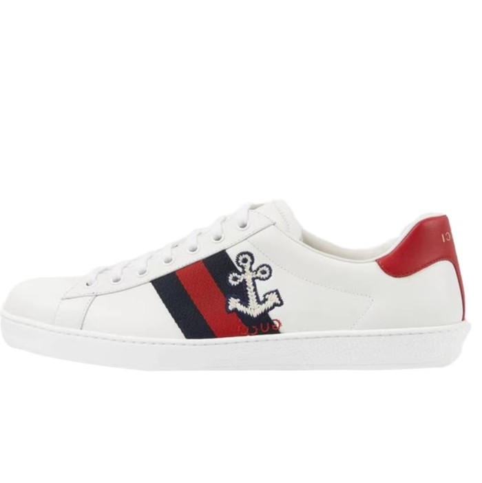 GUCCI Gucci Ace series cauliflower embroidered sneakers white red