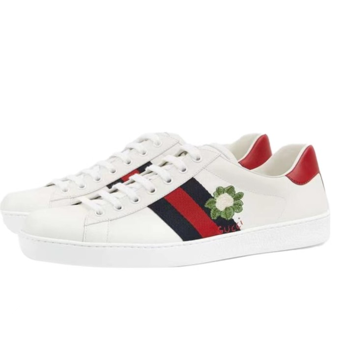 GUCCI Gucci Ace series cauliflower embroidered sneakers white red