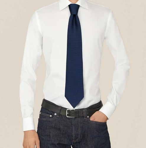 Hermes Letter H Full Print Tie Men's Indigo Blue