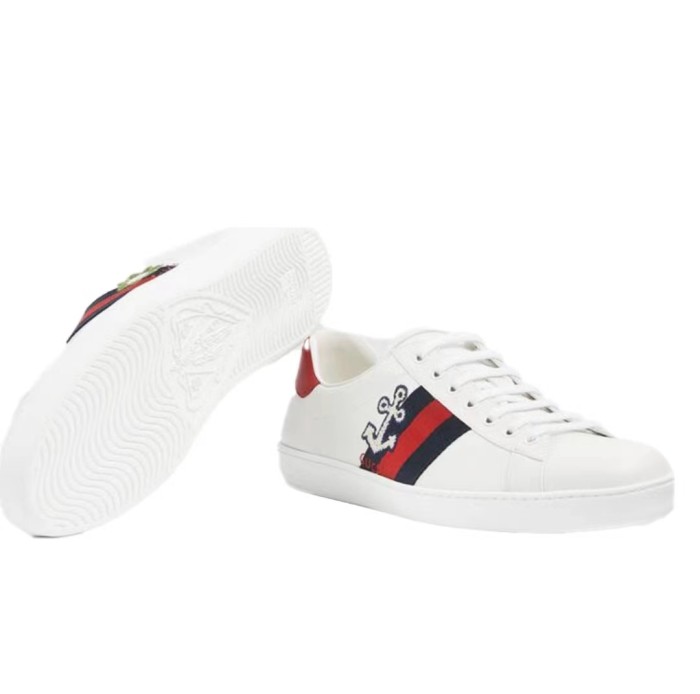 GUCCI Gucci Ace series cauliflower embroidered sneakers white red