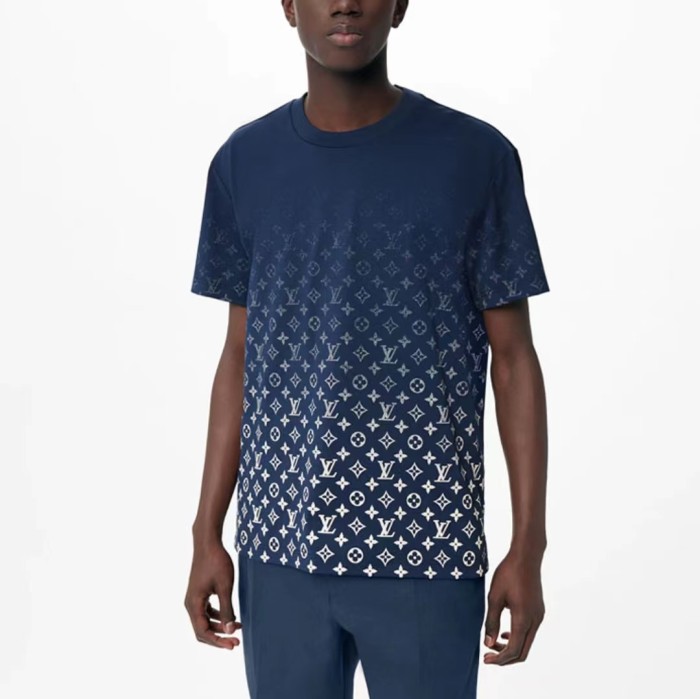LOUIS VUITTON SS22 Monogram round neck gradient full print short-sleeved T-shirt men's blue