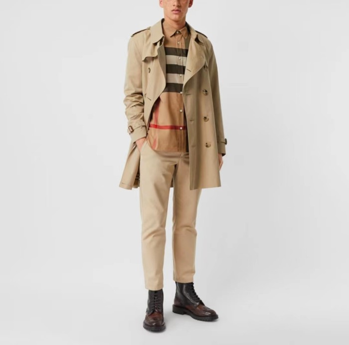 Burberry Classic Vintage Check Cotton Colorblock Casual Long Sleeve Shirt Men's Camel