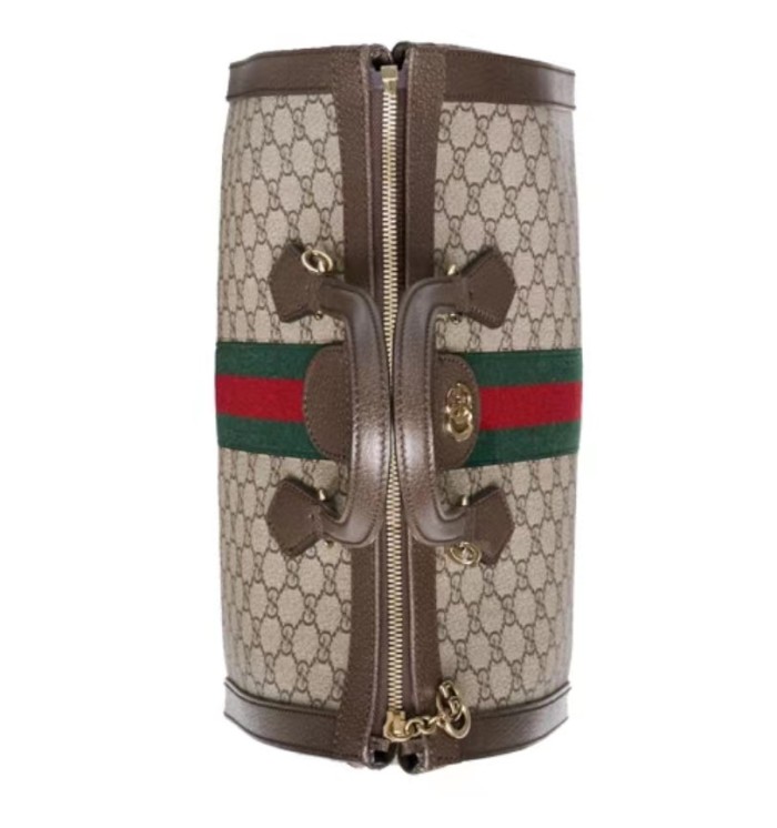 Gucci Ophidia Old Flower Logo Striped Webbing Canvas and Leather Tote Bag Shoulder Crossbody Handbag Medium Unisex