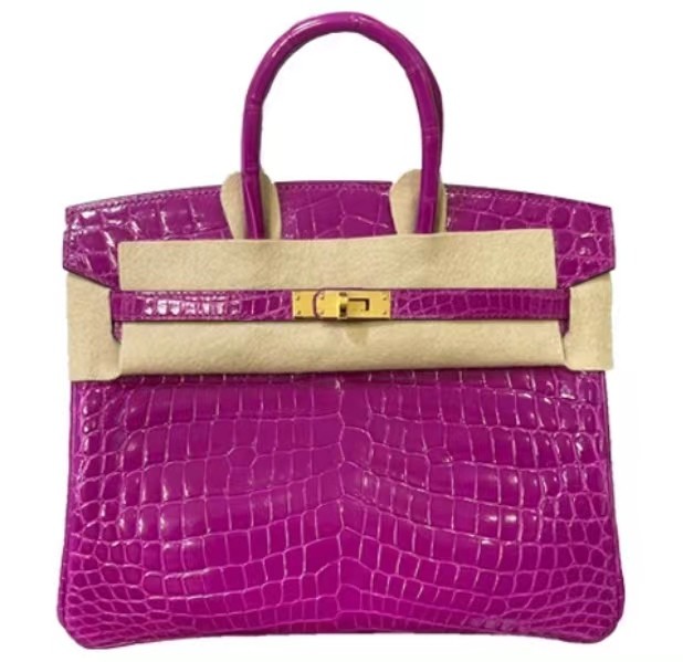 Hermes Birkin25 Platinum Bag Crocodile Leather Handbag Women's Arabian Nights Purple  Premium version
