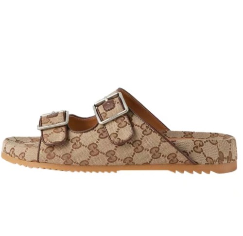 GUCCI G letter strap fashion sandals wood color